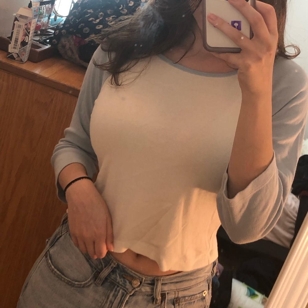 Forever 21 blue/white baseball long sleeve tee
